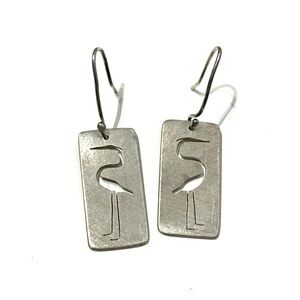 Sterling Silver 925 Heron Cutout Earrings